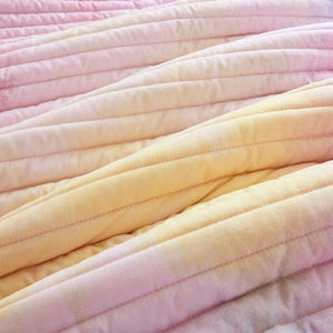 English Elm 4 Piece Bohemian Watercolor Quilt Set Brushed Microfiber Faux Fur Pillow Full Queen Pink B035P529045