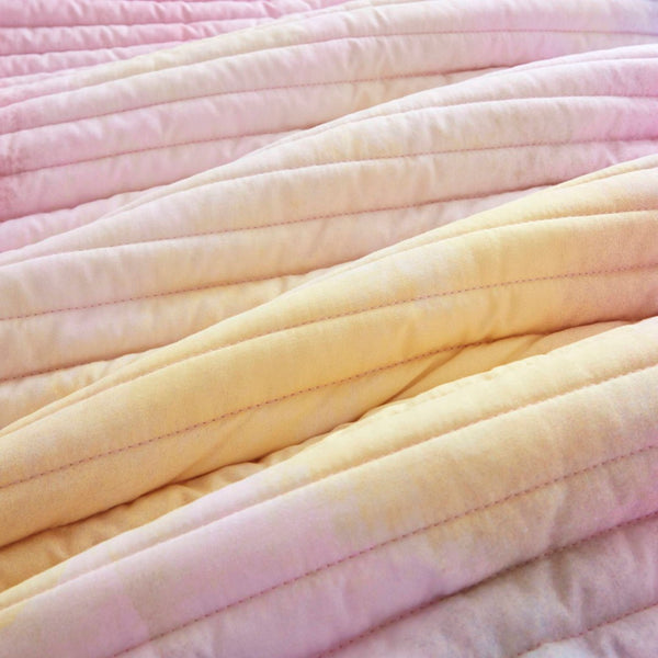 English Elm 4 Piece Bohemian Watercolor Quilt Set Brushed Microfiber Faux Fur Pillow Full Queen Pink B035P529045