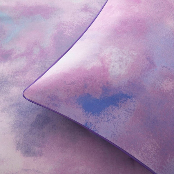 English Elm 4 Piece King Watercolor Tie Dye Microfiber Comforter Set with Faux Fur Throw Pillow Purple B035P529048