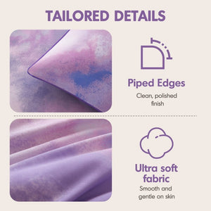 English Elm 4 Piece King Watercolor Tie Dye Microfiber Comforter Set with Faux Fur Throw Pillow Purple B035P529048