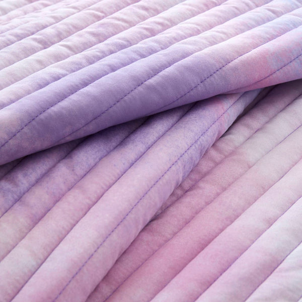 English Elm 4 Piece Bohemian Watercolor Quilt Set Brushed Microfiber Faux Fur Pillow Full Queen Purple B035P529050