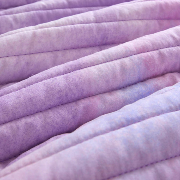 English Elm 4 Piece Bohemian Watercolor Quilt Set Brushed Microfiber Faux Fur Pillow Full Queen Purple B035P529050