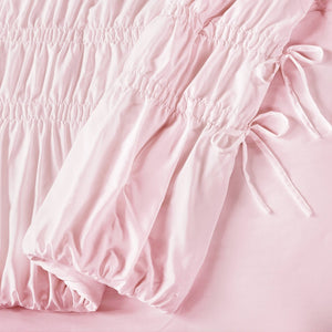 English Elm 5 Piece Shabby Chic Ruched Microfiber Comforter Set French Country Bedroom Softness Pink B035P529054
