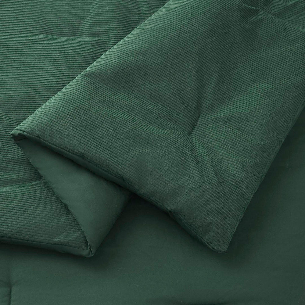 English Elm 3 Piece Full Queen Corduroy Comforter Set with Retro Color Block Patchwork Texture Green B035P529058