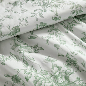 English Elm 5 Piece Reversible Sage Floral Microfiber Comforter Set with Ruffle Trim Pillows B035P529060