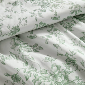 English Elm 5 Piece King Comforter Set Sage Floral Reversible Microfiber Shabby Chic Bedding B035P529061