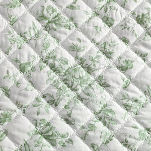English Elm 4 Piece King Quilt Set Vintage Floral Scalloped Edge Microfiber Bedroom Bedding Green B035P529064