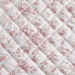 English Elm 4 Piece King Quilt Set Vintage Floral Scalloped Edge Microfiber Bedroom Bedding Pink B035P529067