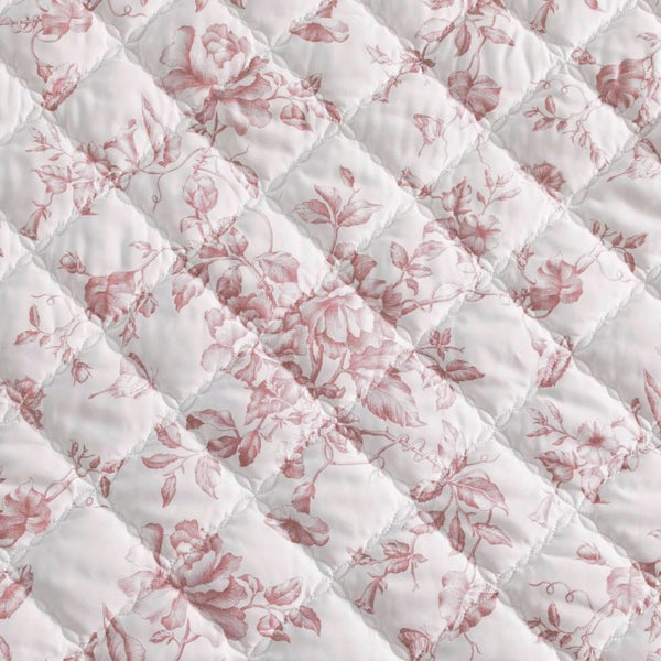 English Elm 4 Piece King Quilt Set Vintage Floral Scalloped Edge Microfiber Bedroom Bedding Pink B035P529067