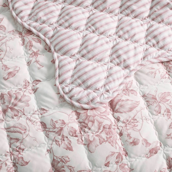 English Elm 4 Piece King Quilt Set Vintage Floral Scalloped Edge Microfiber Bedroom Bedding Pink B035P529067