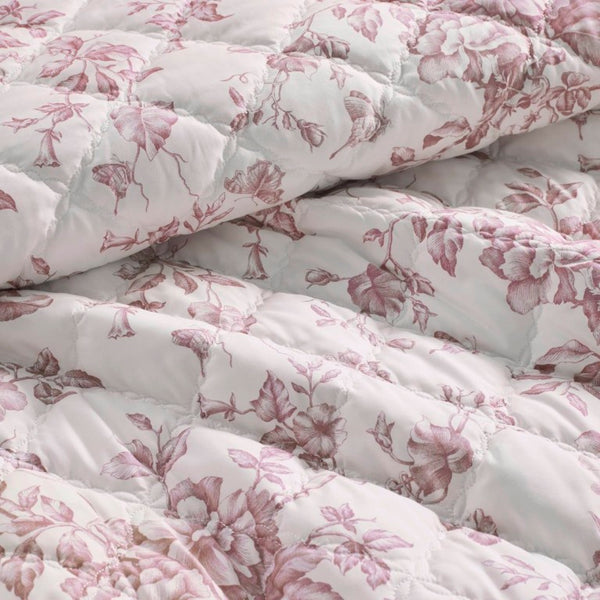 English Elm 4 Piece King Quilt Set Vintage Floral Scalloped Edge Microfiber Bedroom Bedding Pink B035P529067