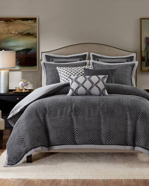 English Elm 8 Piece Queen Comforter Set Jacquard Weave Embroidered Bedding for Modern Bedroom B035P529071