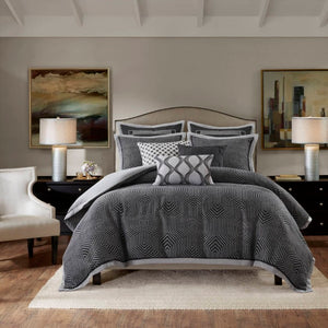 English Elm 9 Piece King Comforter Set Geometric Jacquard Bedding Bold Modern Bedroom Decor B035P529072