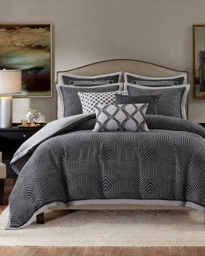 English Elm 9 Piece King Comforter Set Geometric Jacquard Bedding Bold Modern Bedroom Decor B035P529072