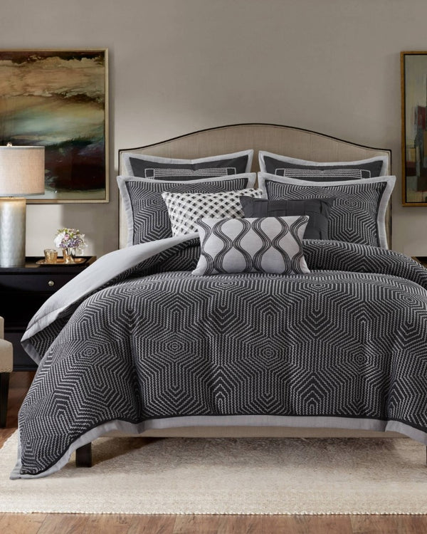 English Elm 9 Piece King Comforter Set Geometric Jacquard Bedding Bold Modern Bedroom Decor B035P529072