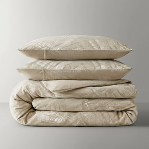 English Elm 3 Piece Jacquard Cotton Gauze Duvet Set Stone Washed Vintage Texture Full Queen Bedding Linen B035P529073