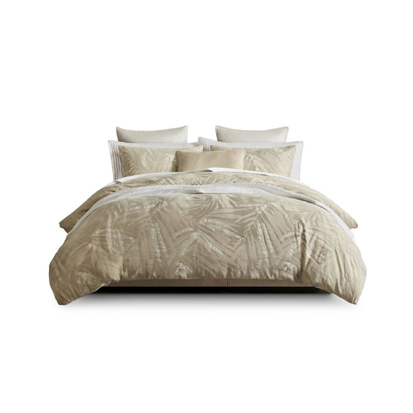 English Elm 3 Piece Jacquard Cotton Gauze Duvet Set Stone Washed Vintage Texture Full Queen Bedding Linen B035P529073