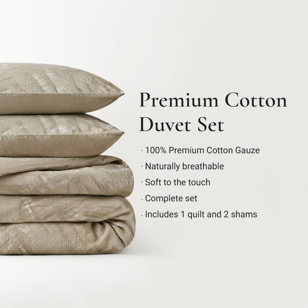 English Elm 3 Piece Jacquard Cotton Gauze Duvet Set Stone Washed Vintage Texture Full Queen Bedding Linen B035P529073
