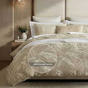 English Elm 3 Piece Jacquard Cotton Gauze Duvet Set Stone Washed Vintage Texture Full Queen Bedding Linen B035P529073