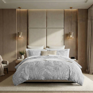 English Elm 3 Piece King Cotton Gauze Duvet Set Stone Washed Breathable Bohemian Bedding Light Gray B035P529076