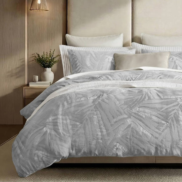 English Elm 3 Piece King Cotton Gauze Duvet Set Stone Washed Breathable Bohemian Bedding Light Gray B035P529076