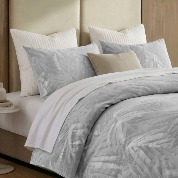 English Elm 3 Piece King Cotton Gauze Duvet Set Stone Washed Breathable Bohemian Bedding Light Gray B035P529076