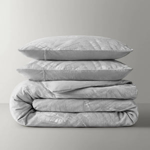 English Elm 3 Piece King Cotton Gauze Duvet Set Stone Washed Breathable Bohemian Bedding Light Gray B035P529076