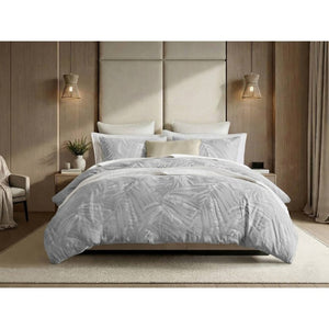 English Elm 3 Piece King Cotton Gauze Duvet Set Stone Washed Breathable Bohemian Bedding Light Gray B035P529076