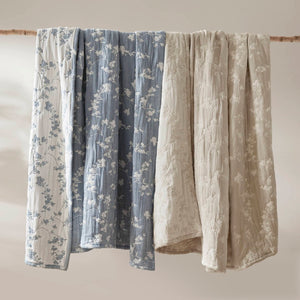 English Elm 3 Piece Jacquard Cotton Gauze Quilt Set Breathable Textured Bedding for Layered Bedroom Linen B035P529079