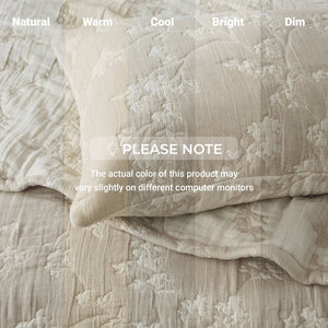 English Elm 3 Piece Jacquard Cotton Gauze Quilt Set Breathable Textured Bedding for Layered Bedroom Linen B035P529079