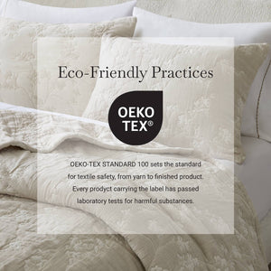 English Elm 3 Piece Jacquard Cotton Gauze Quilt Set Breathable Textured Bedding for Layered Bedroom Linen B035P529079