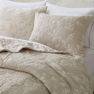 English Elm 3 Piece King Jacquard Cotton Gauze Quilt Set Breathable 480GSM All Season Warmth Linen B035P529080