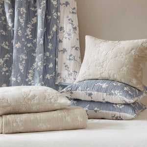 English Elm 3 Piece King Jacquard Cotton Gauze Quilt Set Breathable 480GSM All Season Warmth Linen B035P529080