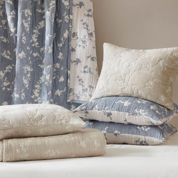 English Elm 3 Piece King Jacquard Cotton Gauze Quilt Set Breathable 480GSM All Season Warmth Linen B035P529080