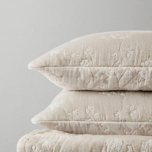 English Elm 3 Piece King Jacquard Cotton Gauze Quilt Set Breathable 480GSM All Season Warmth Linen B035P529080