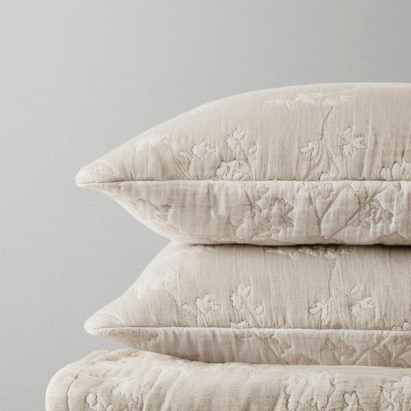 English Elm 3 Piece King Jacquard Cotton Gauze Quilt Set Breathable 480GSM All Season Warmth Linen B035P529080