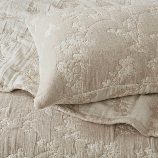English Elm 3 Piece King Jacquard Cotton Gauze Quilt Set Breathable 480GSM All Season Warmth Linen B035P529080