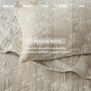 English Elm 3 Piece King Jacquard Cotton Gauze Quilt Set Breathable 480GSM All Season Warmth Linen B035P529080