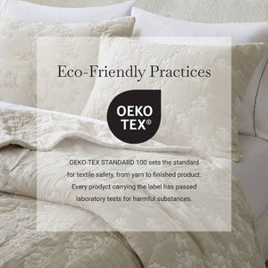English Elm 3 Piece King Jacquard Cotton Gauze Quilt Set Breathable 480GSM All Season Warmth Linen B035P529080