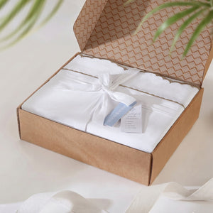 English Elm 4 Piece Queen Cotton Sateen Sheet Set with Scallop Embroidery for Refined Bedrooms Grey+White B035P529081