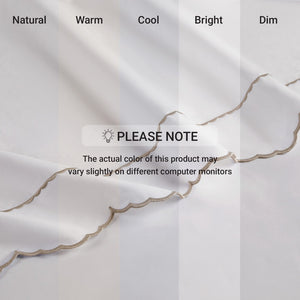 English Elm 4 Piece Queen Cotton Sateen Sheet Set with Scallop Embroidery for Refined Bedrooms Linen B035P529085