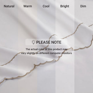 English Elm 4 Piece Cal King Sateen Cotton Sheet Set with Scallop Embroidery and Deep Pocket Fit Linen B035P529087