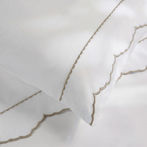 English Elm 4 Piece Cal King Sateen Cotton Sheet Set with Scallop Embroidery and Deep Pocket Fit Linen B035P529087