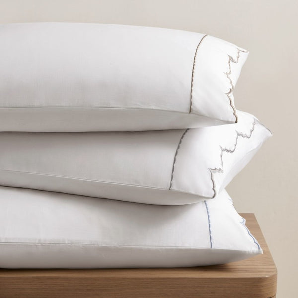 English Elm 4 Piece Cal King Sateen Cotton Sheet Set with Scallop Embroidery and Deep Pocket Fit Linen B035P529087