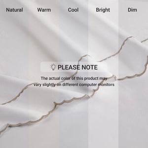 English Elm 4 Piece Split King Cotton Sateen Sheet Set with Scallop Embroidery for Adjustable Beds Linen 4 Pieces B035P529088