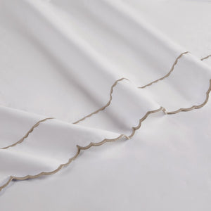 English Elm 4 Piece Split King Cotton Sateen Sheet Set with Scallop Embroidery for Adjustable Beds Linen 4 Pieces B035P529088