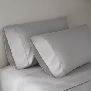 English Elm 4 Piece Queen Supima Cotton Sateen Sheet Set with Deep Pocket Fit and Tailored Hem Grey B035P529093