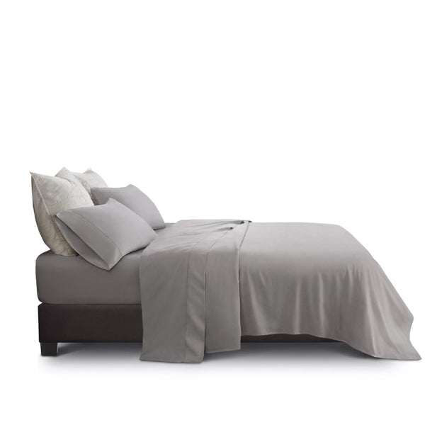 English Elm 4 Piece Queen Supima Cotton Sateen Sheet Set with Deep Pocket Fit and Tailored Hem Grey B035P529093