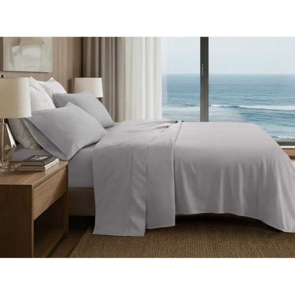 English Elm 4 Piece King Supima Cotton Sheet Set Sateen Weave 500 Thread Count Soft Bedding Grey B035P529094
