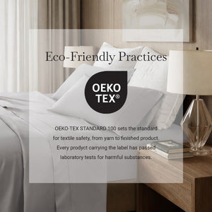 English Elm 4 Piece King Supima Cotton Sheet Set Sateen Weave 500 Thread Count Soft Bedding Grey B035P529094